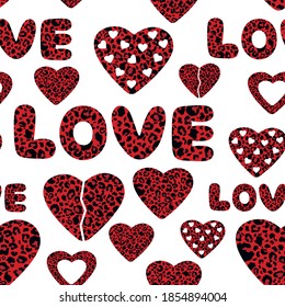 Dibujo vectorial cardíaco del leopardo del día de San Valentín sin foco