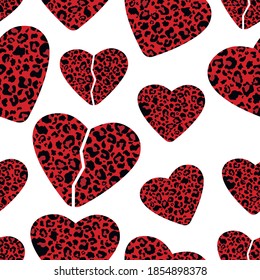Seamless pattern valentine's day  leopard heart vector illustration