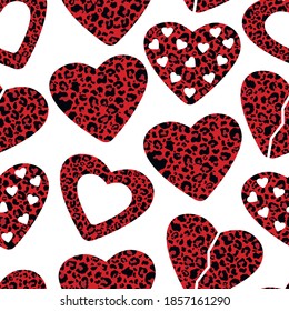 Dibujo vectorial cardíaco del leopardo del día de San Valentín sin foco