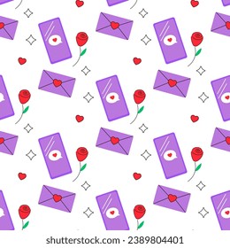 seamless pattern, valentine's day, letter, heart, message