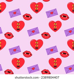 seamless pattern, valentine's day, letter, heart, message
