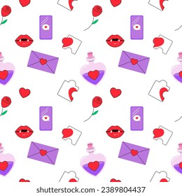 seamless pattern, valentine's day, letter, heart, message