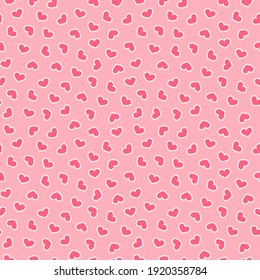 Patrón inmaculado del Día de San Valentín con corazones rosados. Ornamento interminable de San Valentín con bellos stickers - corazones. Concepto de amor y Día de San Valentín.