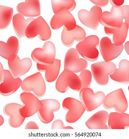 Seamless pattern for Valentine's Day with pink conversation hearts candy on a white background. Background in pastel colors. Decorative vector love elements.