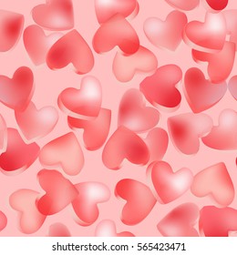 Seamless pattern for Valentine's Day with pink conversation hearts candy on a pink background. Background in pastel colors. Decorative vector love elements.