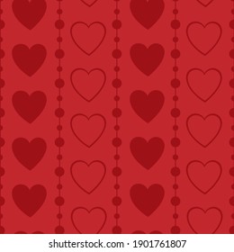 Patrón inmaculado ilustración vectorial de corazones rojos del día de San Valentín