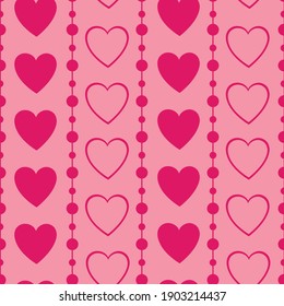 Nahtloses Muster Valentinstag, rote Herzen, Vektorgrafik