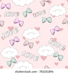 seamless pattern for Valentine's day. romantic cartoon background in gentle tones.
