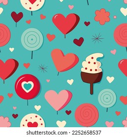 Seamless pattern for Valentine's Day sweet hearts