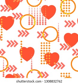 Seamless pattern for Valentines day in the techno style. White background