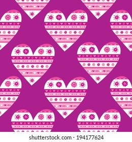 Seamless pattern. Valentine's Day. Wedding. Mothers day. Wedding. Heart with flowers. Packing paper. Vector.