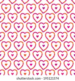 Seamless pattern. Valentine's Day. Wedding. Mothers day.  Heart of beads. Packing paper. Vector.