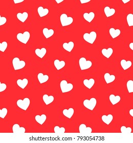 seamless pattern for Valentine's Day. white hearts on a red background. vector illustration