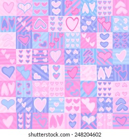 Seamless pattern for Valentine's day wrapping paper with hearts