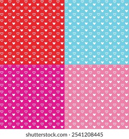 Seamless Pattern of Valentine's Heart with Different color Background-Valentine's Day Vector Illustration