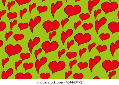 seamless pattern with valentines hearts.Brush painted color hearts. Love seamless pattern. Valentine's Day design. Romantic background