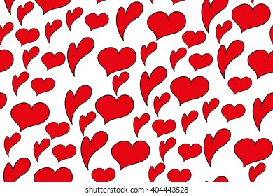 seamless pattern with valentines hearts.Brush painted color hearts. Love seamless pattern. Valentine's Day design. Romantic background