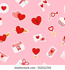 Seamless Pattern. Valentine's and Wedding , Heart , Love , Dating and Relationship. Vector illustration.