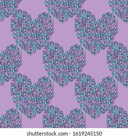 Seamless Pattern for Valentin`s day or Romantic day with Decorative Element - heart and circle. Vector Illustration for backgrounds, motifs, textile, wallpapers, fabrics, gift wrapping, templates. 