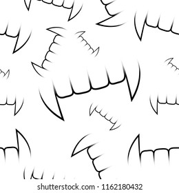 Seamless pattern of vampire fangs on a light background. Vector illustration for Holiday Halloween.