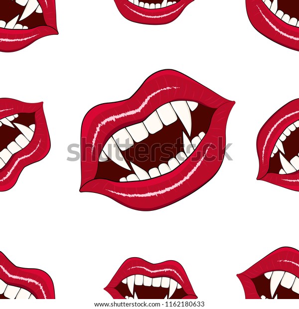 Seamless Pattern Vampire Mouths On Light Stock Vector (Royalty Free ...