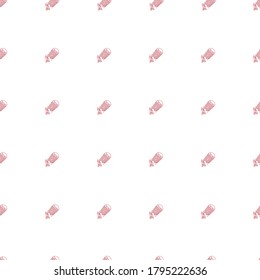 Seamless pattern with vanilla cupcakes, berries and glaze.