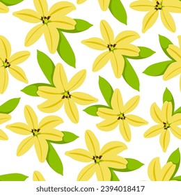 seamless pattern with vanilla flower in vector.plant in semi-realistic style.pattern for wallpaper background print on fabric merch design