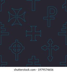  Seamless pattern with variants of Christian cross for your project