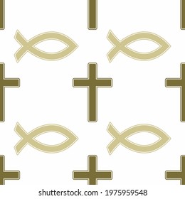 Seamless pattern with variants of Christian symbols for your project