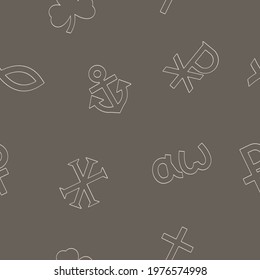 Seamless pattern with variants of Christian symbols for your project