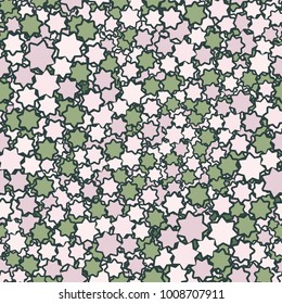 Seamless pattern. Variegated texture of the smoothed seven-pointed stars.