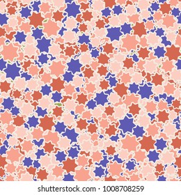Seamless pattern. Variegated texture of the smoothed seven-pointed stars.