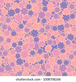 Seamless pattern. Variegated texture of the smoothed seven-pointed stars.