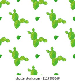 Seamless pattern of a variety of abstract cacti on a light background. 

Vector