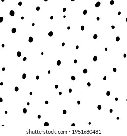 Seamless pattern with variety abstract shapes, dots, splat. Background drawn with ink and marker in hand drawn style. Illustrations with natural texture in the Scandinavian style. Vector