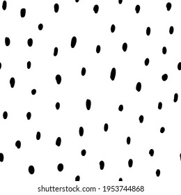 Seamless pattern with variety abstract shapes, dots, splat. Background drawn with ink and marker in hand drawn style. Illustrations with natural texture in the Scandinavian style. Vector