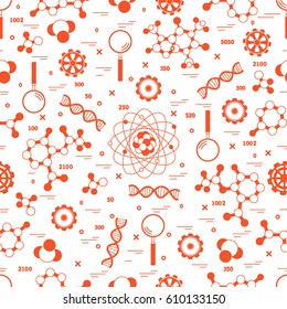 Seamless pattern with variety scientific, education elements. Design for banner, poster or print.