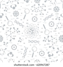 Seamless pattern with variety scientific, education elements. Design for banner, poster or print.