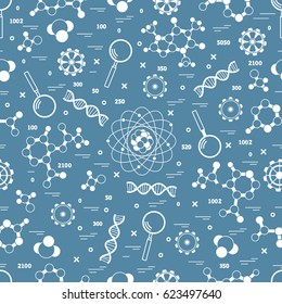Seamless pattern with variety scientific, education elements. Design for banner, poster or print.