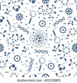 Seamless pattern with variety scientific, education elements. Design for banner, poster or print.