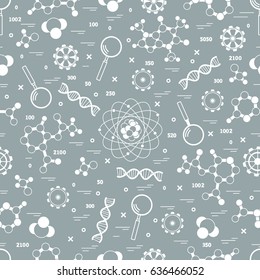 Seamless pattern with variety scientific, education elements. Design for banner, poster or print.