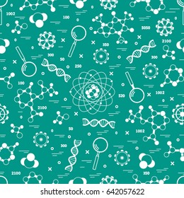 Seamless pattern with variety scientific, education elements. Design for banner, poster or print.