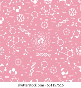 Seamless pattern with variety scientific, education elements. Design for banner, poster or print.