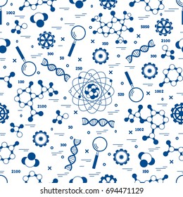 Seamless pattern with variety scientific, education elements. Design for banner, poster or print.