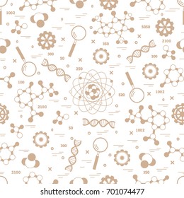 Seamless pattern with variety scientific, education elements. Design for banner, poster or print.