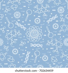 Seamless pattern with variety scientific, education elements. Design for banner, poster or print.