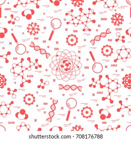 Seamless pattern with variety scientific, education elements. Design for banner, poster or print.