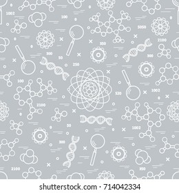 Seamless pattern with variety scientific, education elements. Design for banner, poster or print.