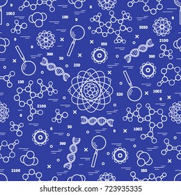 Seamless pattern with variety scientific, education elements. Design for banner, poster or print.