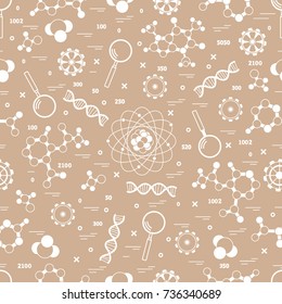 Seamless pattern with variety scientific, education elements. Design for banner, poster or print.